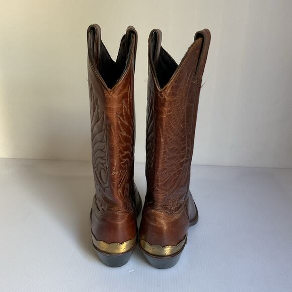 Mexican Western Cowboy Boots • Brown Leather • Metal Toe/Heel • Women’s 5.5 - Picture 5 of 10
